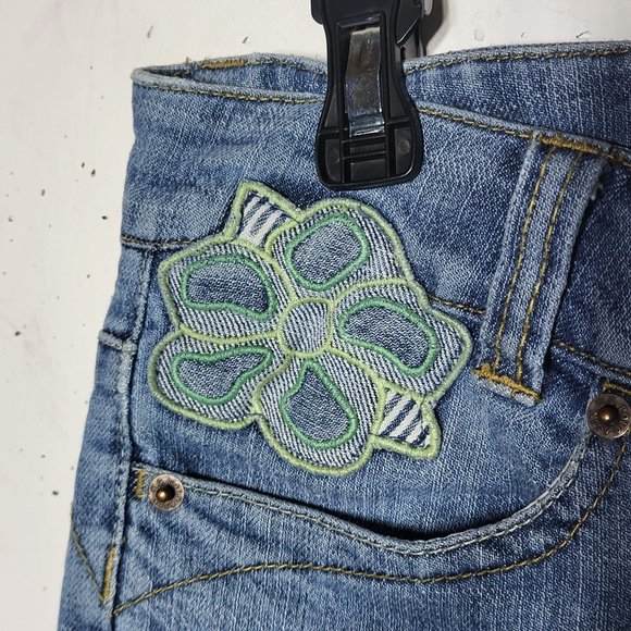 U.S. Polo Assn. Womens Butterfly Flower Embroidered Denim Blue Jean Capris 5/6 - Picture 11 of 14